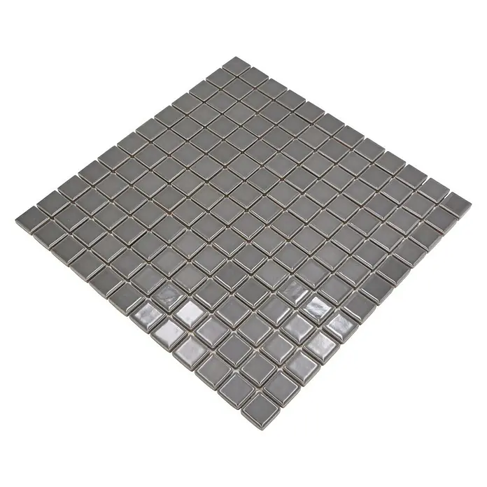Mozaïektegel vierkant Uni CG 124 - 29,8 x 29,8 cm, Grijs, Glanzend - Diagonaal zicht