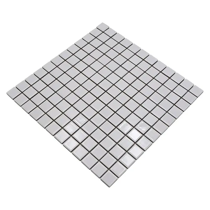 Mozaïektegel vierkant Uni CG 104 - 29,8 x 29,8 cm, Wit, Glanzend - Diagonaal zicht