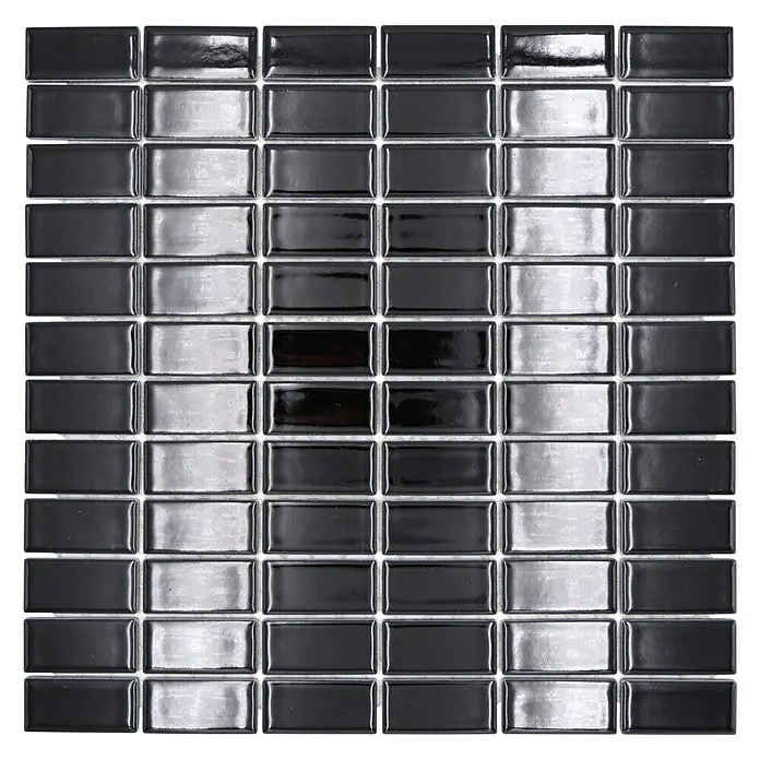 Mozaïektegel rechthoek Architecture ST 390 - 29,8 x 29,8 cm, Zwart, Glanzend - Bovenaanzicht