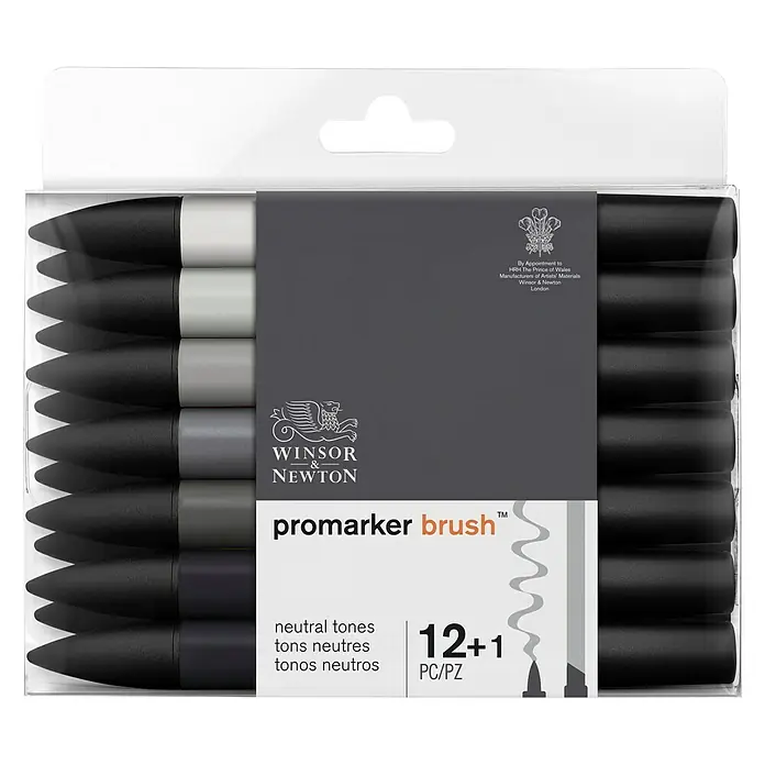 Winsor & Newton Brushmarker-Set - Neutrale Farben, 12 -tlg. - Ansicht von oben