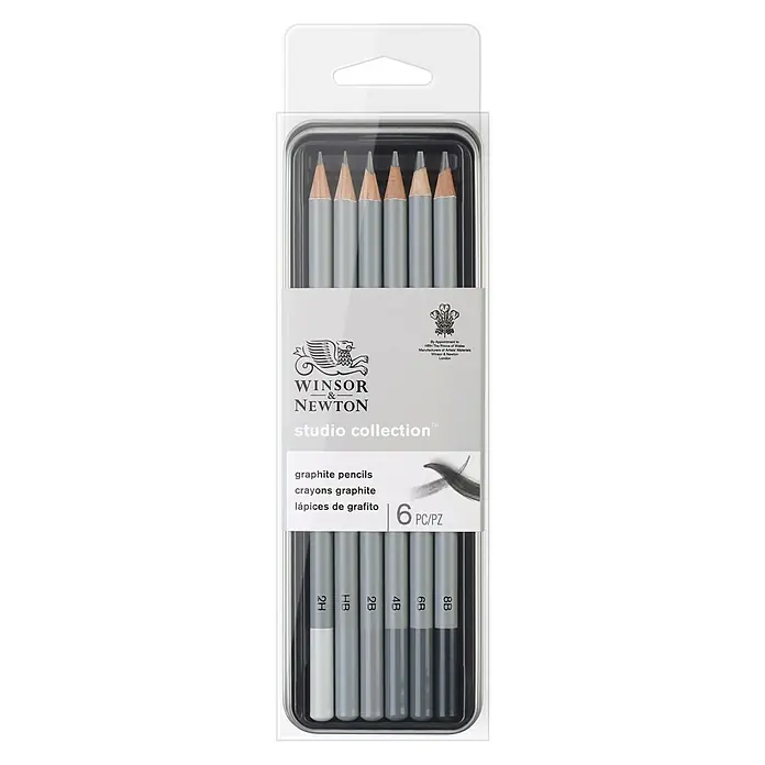 Winsor & Newton Bleistift-Set - 6 -tlg., Grau - Vorderansicht