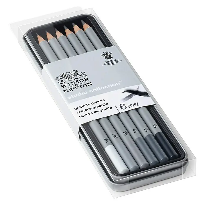 Winsor & Newton Bleistift-Set - 6 -tlg., Grau - Diagonale Ansicht
