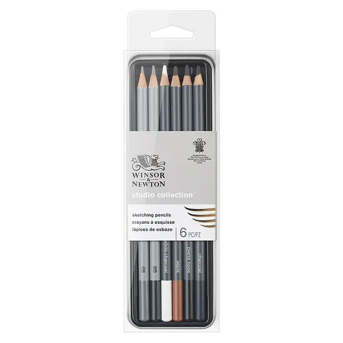 Winsor & Newton Zeichenstift-Set Sketch - 6 -tlg., Farbig sortiert - Vorderansicht