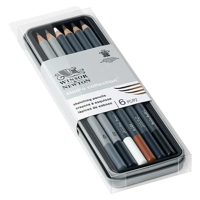 Winsor & Newton Zeichenstift-Set Sketch - 6 -tlg., Farbig sortiert - Diagonale Ansicht