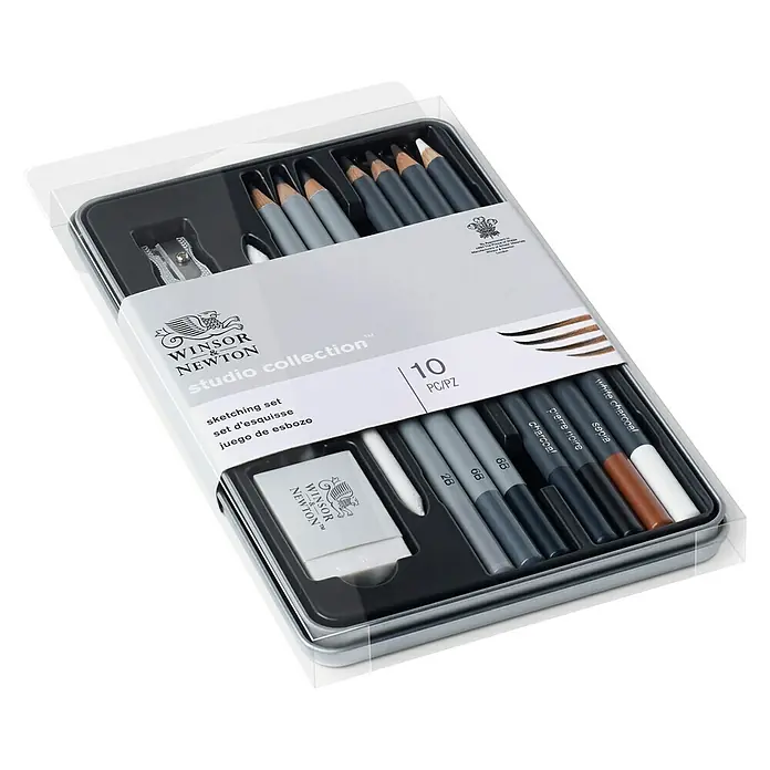 Winsor & Newton Zeichenstift-Set Sketch - 10 -tlg., Farbig sortiert - Diagonale Ansicht