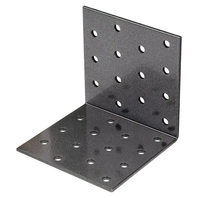 GAH Alberts Escuadra con placa perforada Duravis® - L x An x Al: 80 x 80 x 80 mm, Negro - Vista angular