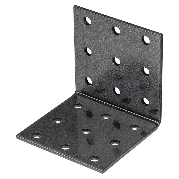 GAH Alberts Escuadra con placa perforada Duravis® - L x An x Al: 60 x 60 x 60 mm, Negro - Vista angular