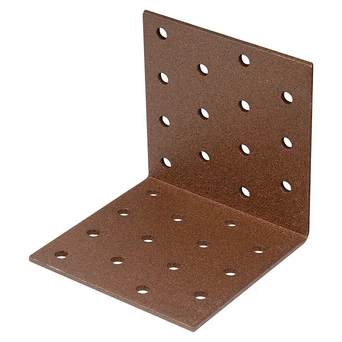 GAH Alberts Escuadra con placa perforada Duravis® - L x An x Al: 80 x 80 x 80 mm, Marrón óxido - Vista angular