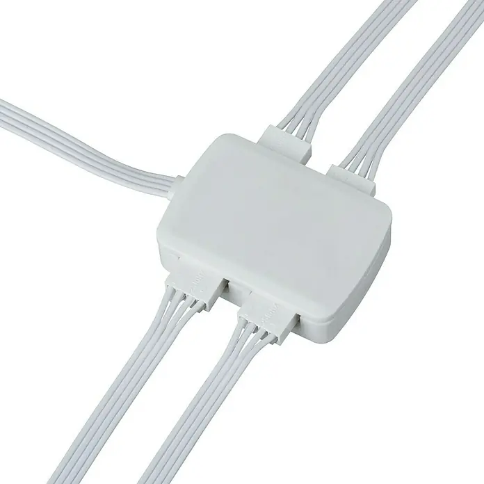 Paulmann Distribuidor YourLED Junction-Box - Potencia máx.: 60 W, Plástico, Blanco - Caja divisora blanca con varios cables blancos conectados a los puertos. Perfecto para organizar sus cables.
