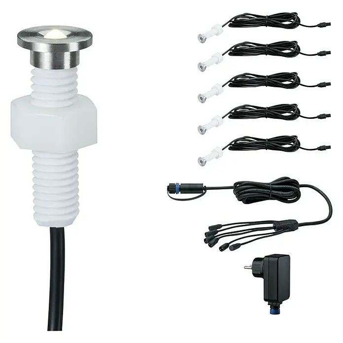 Paulmann Plug & Shine LED-Gartenspot-Set Micro Pen II - 0,22 W, Anzahl Leuchtmittel: 5 Stk., Silber - Ansicht von oben