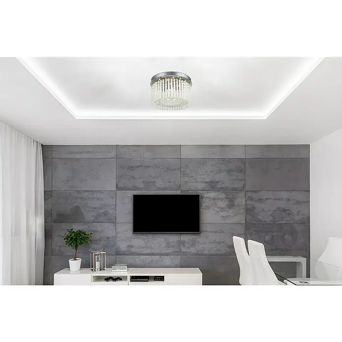 Globo LED-Deckenleuchte Joyce - 18 W, Chrom, Neutralweiß - Elegante Deckenleuchte mit Kristallakzenten, die jeden Raum aufwertet. Die Lampe sorgt für stilvolle Beleuchtung und ein modernes Ambiente im Zimmer.