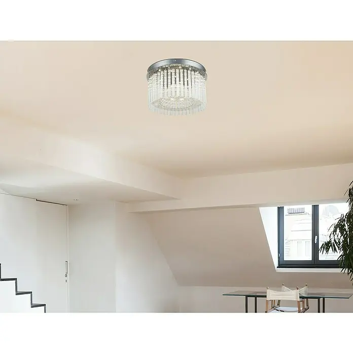 Globo LED-Deckenleuchte Joyce - 18 W, Chrom, Neutralweiß - Eine elegante Deckenleuchte mit Kristallverzierungen, die einen Hauch von Luxus in jeden Raum bringt, perfekt für stilvolle Interieurs.