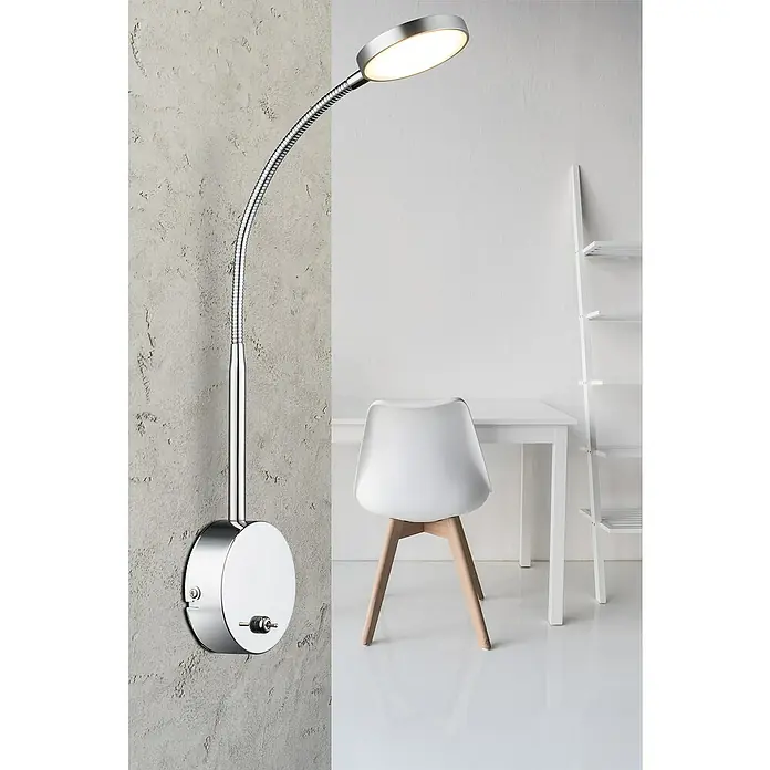 Globo LED-Wandleuchte Pegasi - 6 W, L x B x H: 30 x 9 x 51 cm, Transparent, Warmweiß - Wandleuchte mit flexiblem Arm und rundem Kopf, modernes Design für eine stilvolle Beleuchtung im Raum.