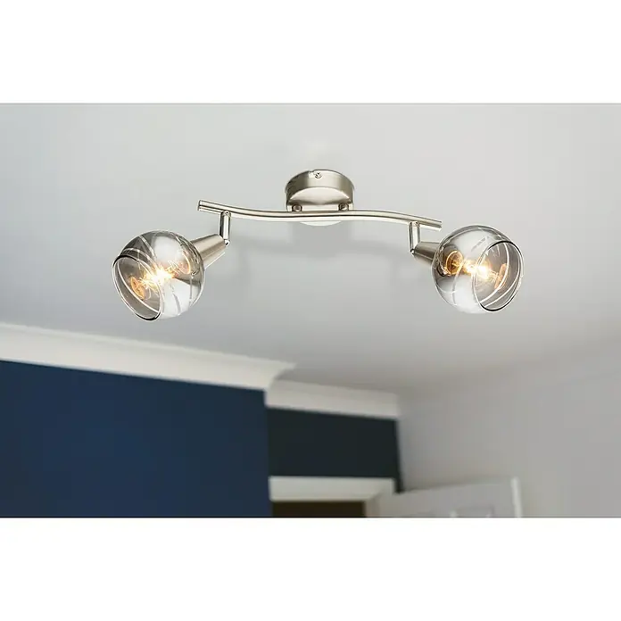 Tween Light Mennyezeti spotlámpa gömb - 8 W, Matt nikkel, átlátszó, füstszürke, E14, 2 db - Modern mennyezeti lámpa két üveg búrával, meleg fényt árasztva, fokozva a szoba stílusos hangulatát.