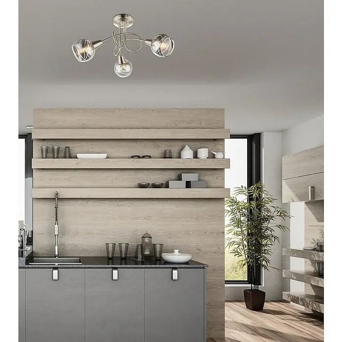 Tween Light Deckenstrahler Ball - 12 W, E14, 3 Stk. - Deckenleuchte mit vier Strahlern. Die Leuchte hat ein modernes Design mit geschwungenen Armen und klaren Glaskugeln für eine helle Ausleuchtung.