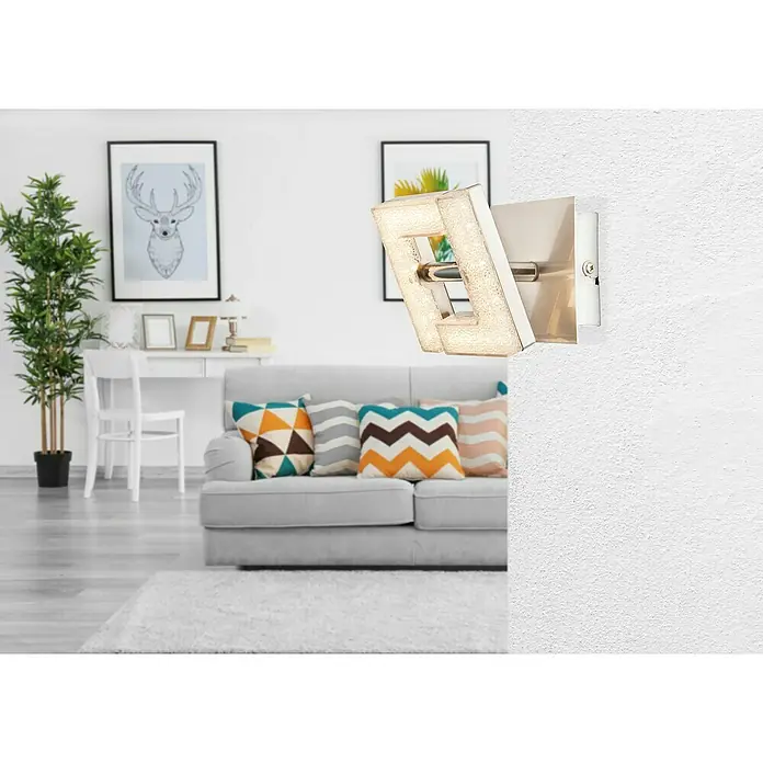 Tween Light LED mennyezeti reflektor Square Crystal - 4 W, Matt nikkel, fehér, átlátszó, Meleg fehér - Négyzet alakú fali lámpa, ideális modern belső terekbe és folyosókra, akik stílusos és funkcionális világítótestet keresnek.
