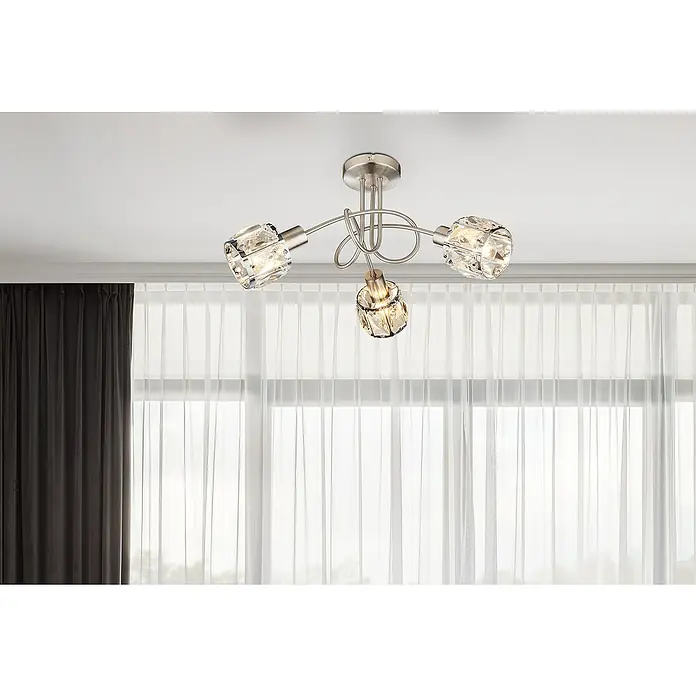 Tween Light Mennyezeti spotlámpa Diamant - 120 W, Matt nikkel, átlátszó, E14, 3 db - Modern mennyezeti lámpa három kristályernyővel, amely meleg és hívogató fényt hoz a szobába.