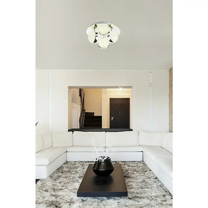 Globo LED-Deckenleuchte Tobias - 10 W, Neutralweiß - Die moderne Deckenleuchte mit fünf kugelförmigen Lampenschirmen sorgt für angenehmes Licht. Die Lampe ist ein echter Hingucker im Wohnzimmer.