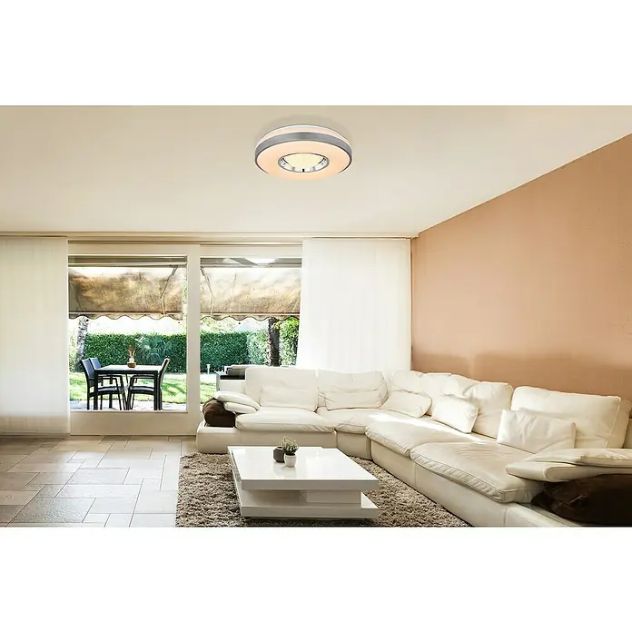 Lavida Okrugla stropna LED svjetiljka - 24 W, Ø x V: 410 mm x 10 cm, Bijele boje, Topla bijela - Moderna stropna svjetiljka okruglog oblika sa srebrnim rubom, stvara svijetlu, toplu svjetlost u stilskom dnevnom boravku.