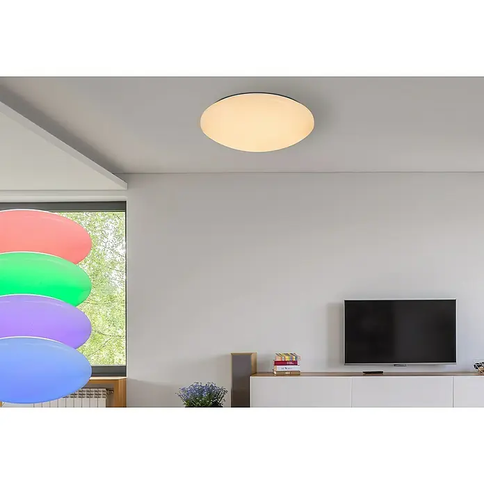 Lavida Led-plafondlamp, rond - 48 W, Ø x h: 490 mm x 12 cm, Wit - Moderne LED-plafondlamp voor stijlvolle verlichting, die perfect in uw leefomgeving integreert en uitnodigende verlichting biedt.