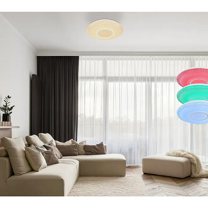 Globo LED-Deckenleuchte rund Klemens - 40 W, Ø x H: 500 mm x 9 cm, Chrom - Deckenleuchte mit modernem Design. Die Deckenleuchte sorgt für eine angenehme Beleuchtung und passt perfekt in jeden Raum.