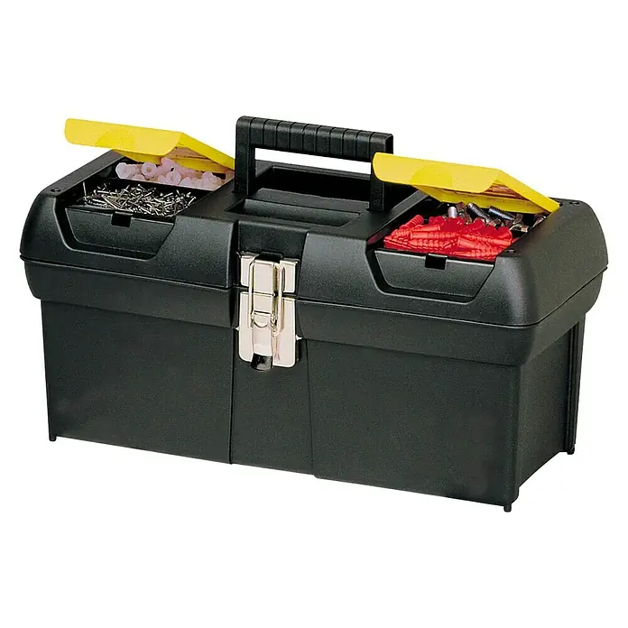 Stanley Werkzeugkasten Millenium - L x B x H: 41,1 x 18,5 x 19,9 cm, Kunststoff, Ohne Werkzeug - Diagonale Ansicht