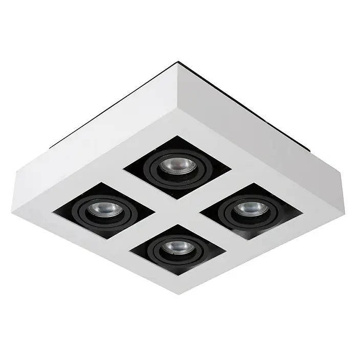 Lucide LED-Deckenleuchte Xirax - 20 W, L x B x H: 25 x 25 x 8,8 cm, Weiß, Warmweiß - Diagonale Ansicht