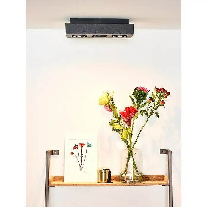Lucide LED-Deckenleuchte Xirax - 15 W, L x B x H: 36 x 14 x 8,8 cm, Schwarz, Warmweiß - Einrichtung mit einer modernen dreiflammigen Deckenleuchte in Schwarz, die eine stilvolle Beleuchtungslösung für jeden Raum bietet.