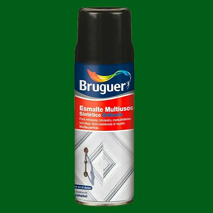 Bruguer Spray esmalte Multiusos - Verde hierba, Brillante, 400 ml - Bote de esmalte sintético multiusos Bruguer, ideal para retoques, rotulación, manualidades y proyectos de bricolaje. Gran resistencia al rayado.