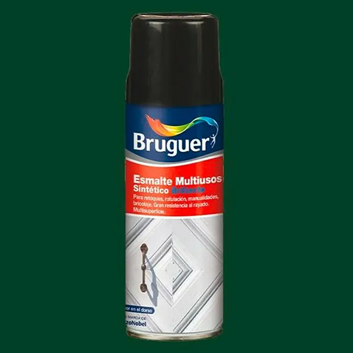 Bruguer Spray esmalte Multiusos - Verde mayo, Brillante, 400 ml - Bote de esmalte sintético multiusos Bruguer. Ideal para retoques, rotulación, manualidades y proyectos de bricolaje, con resistencia al rayado.