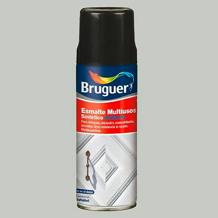 Bruguer Spray esmalte Multiusos - Gris perla, Brillante, 400 ml - Bote de spray de esmalte sintético universal Bruguer para retoques, rotulación, manualidades y bricolaje. Alta resistencia al rayado, superficie multiuso.