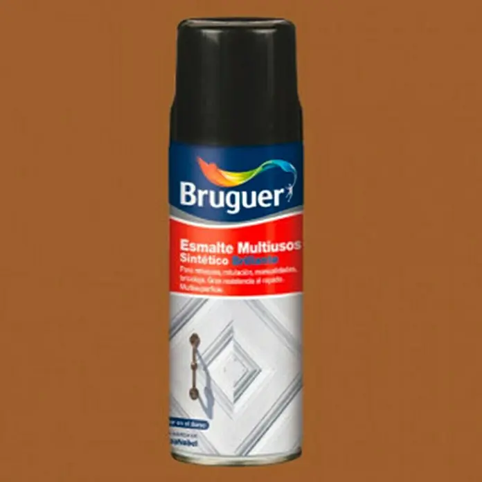 Bruguer Spray esmalte Multiusos - Gamuza, Brillante, 400 ml - Pintura en aerosol de esmalte sintético Bruguer Multiusos para aplicaciones versátiles, ideal para pintar superficies interiores y exteriores.