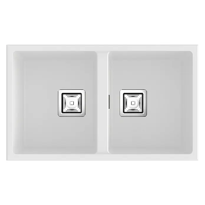 Poalgi Fregadero encastrable Zie 70 - 45 x 75 cm, 2 cubetas, Gelcoat, Blanco - Vista superior