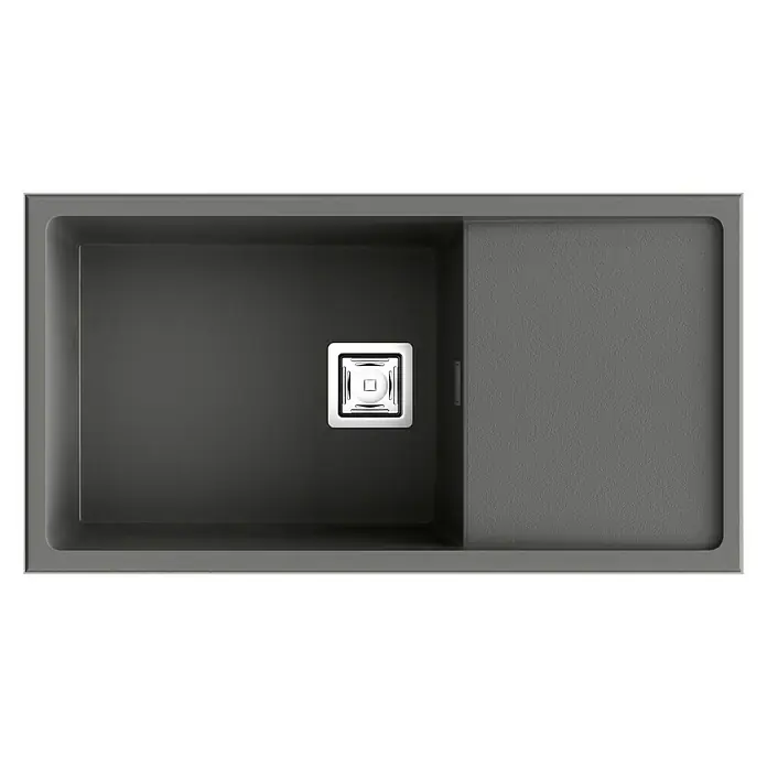 Poalgi Fregadero encastrable Zie Soft 81 - 45 x 85 cm, Gelcoat, Gris - Vista superior