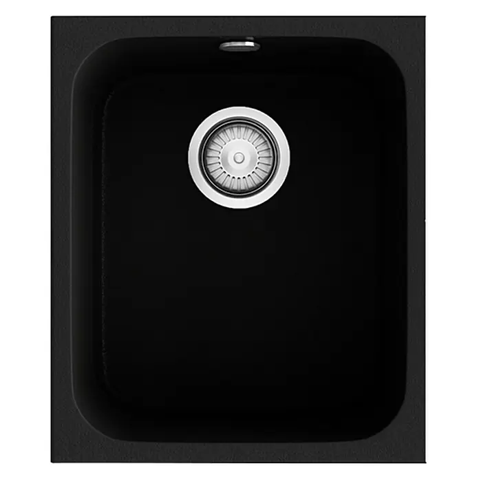 Poalgi Fregadero encastrable Gandía Soft 35 - 44,5 x 38 cm, Gelcoat, Negro - Vista superior