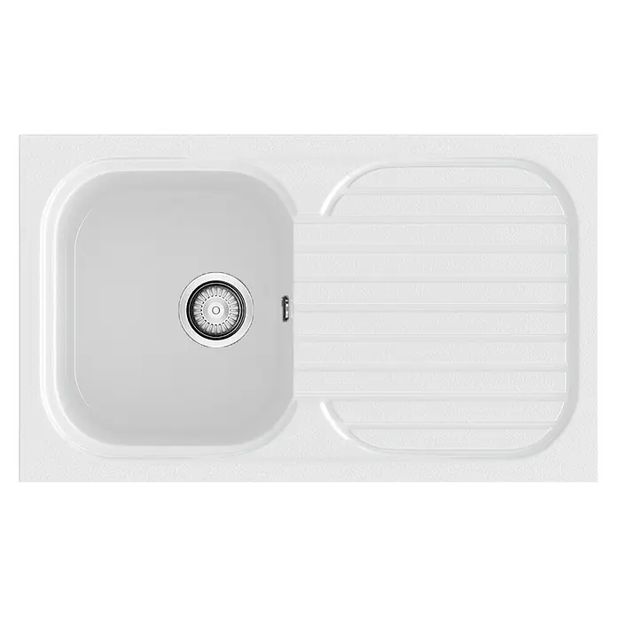 Poalgi Fregadero encastrable Olivino - 49,5 x 82,3 cm, Gelcoat, Blanco - Vista superior