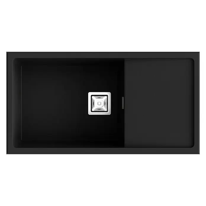 Poalgi Fregadero encastrable Zie Soft 81 - 45 x 85 cm, Gelcoat, Negro - Vista superior