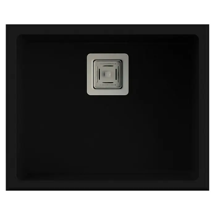 Poalgi Fregadero encastrable Zie Soft 50 - 45 x 55 cm, Gelcoat, Negro - Vista descendente