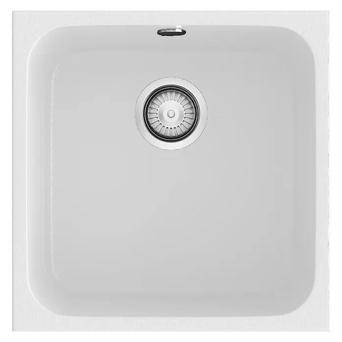 Poalgi Fregadero encastrable Gandía 40 - 44,5 x 44 cm, Gelcoat, Blanco - Vista superior
