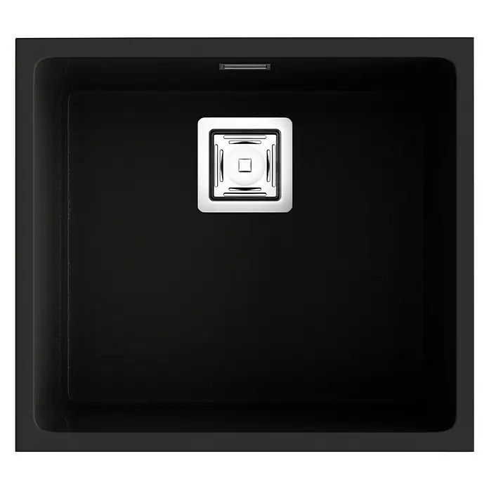 Poalgi Fregadero encastrable Zie 45 - 45 x 50 cm, Gelcoat, Negro - Vista superior