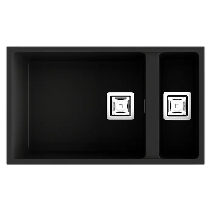 Poalgi Fregadero encastrable Zie Soft 70 - 45 x 75 cm, 1½ cubeta, Gelcoat, Negro - Vista superior