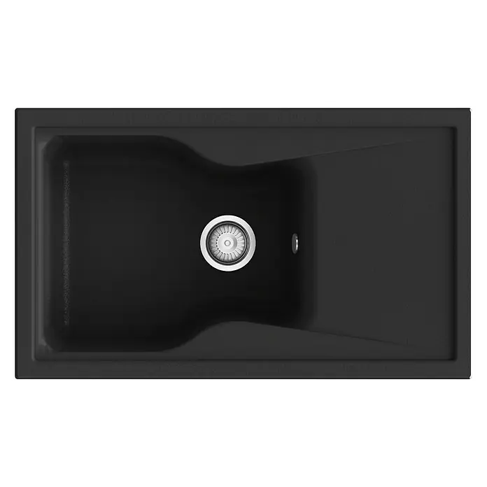Poalgi Fregadero encastrable City 321 Soft 1S+E - 51 x 86 cm, Gelcoat, Negro - Vista superior