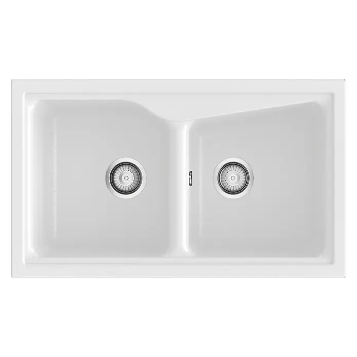 Poalgi Fregadero encastrable City 322 Soft 2S - 51 x 86 cm, Gelcoat, Blanco - Vista superior