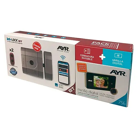 AYR  Set de cerradura electrónica int-LOCK BT + mirilla digital Latón
