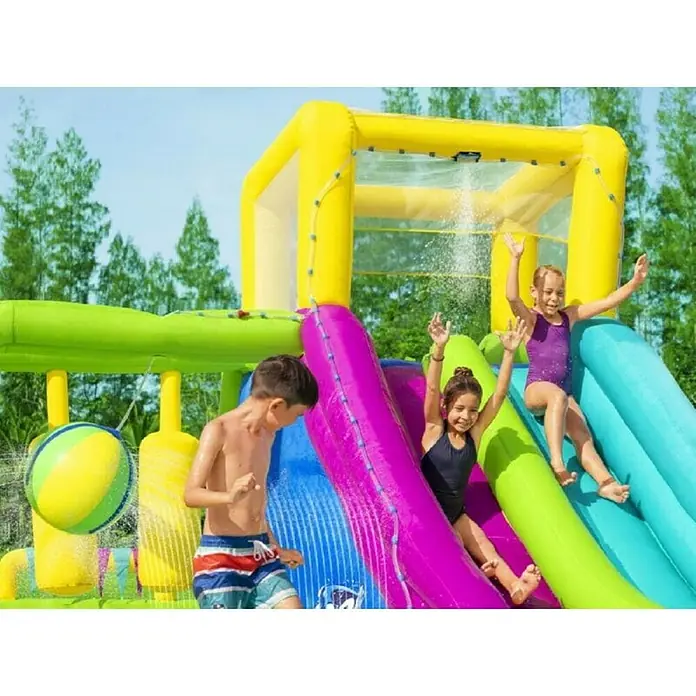 Bestway Vodeni tobogan  Water Park - 710 x 310 x 265 cm - Šareni napuhavajući centar za igru na vodi s toboganima i vodenim mlaznicama nudi djeci ljetnu zabavu na otvorenom.