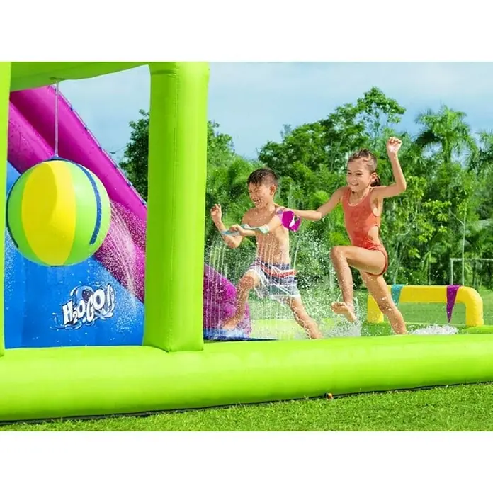 Bestway Vodeni tobogan  Water Park - 710 x 310 x 265 cm - H2OGO! vodeni park s dvoje djece koja se igraju u vodi. Centar na napuhavanje pruža vodenu zabavu i aktivnost na otvorenom.