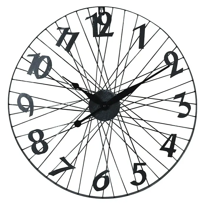 Reloj de pared redondo radio bici - Negro, Diámetro: 60 cm - Vista frontal