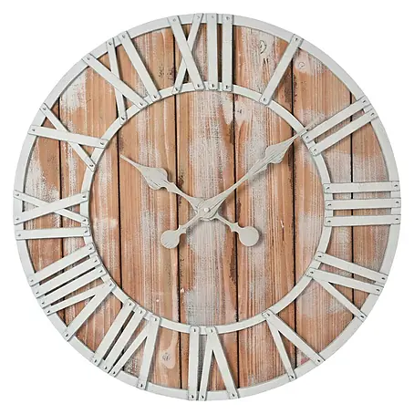 Reloj de pared redondo números romanos Madera