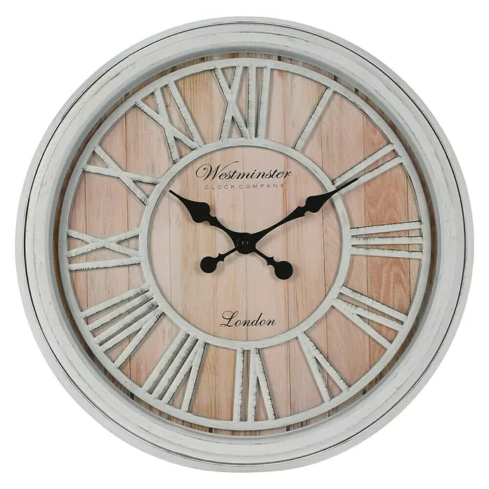 Reloj de pared redondo números romanos - Blanco, Diámetro: 50 cm - Vista frontal