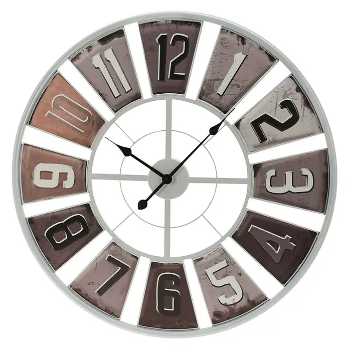 Reloj de pared redondo metal - Blanco/Cobre, Diámetro: 80 cm - Vista frontal